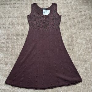 Peruvian Connection Sweater Dress Pima Cotton Women S Brown Sleeveless Artsy NWT